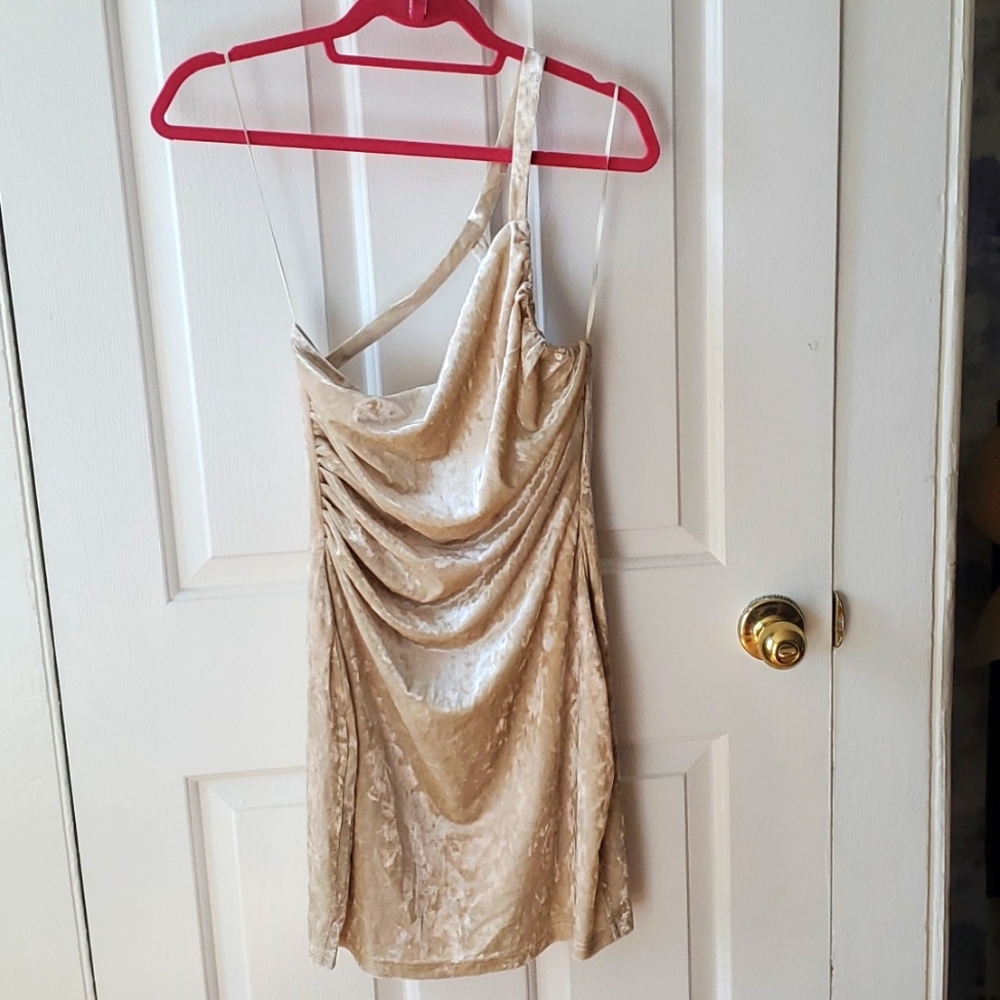 Brand new crushed velvet cream dress